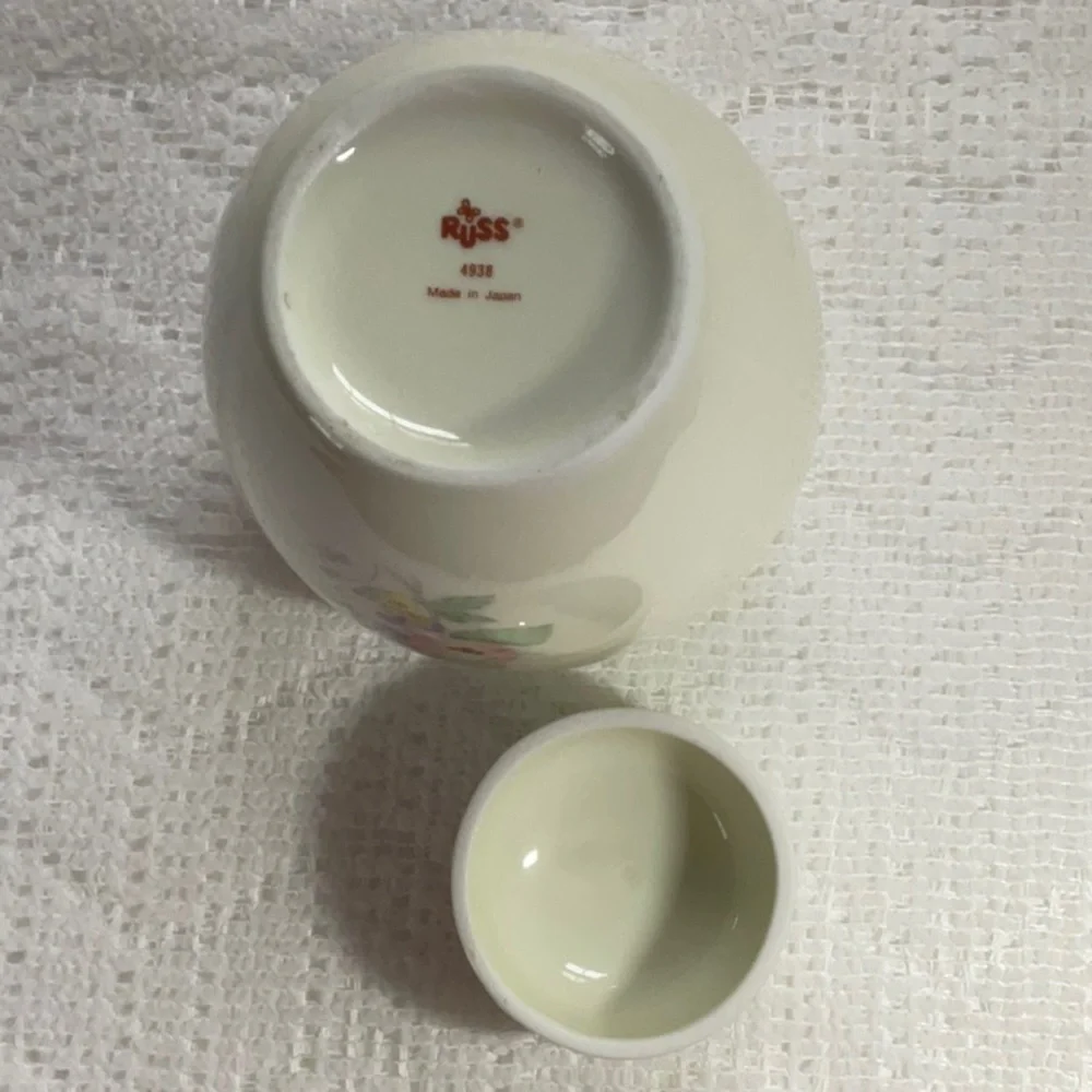 Vintage RUSS &Co JAPAN Pastel Pansies Lidded Ginger Jar
